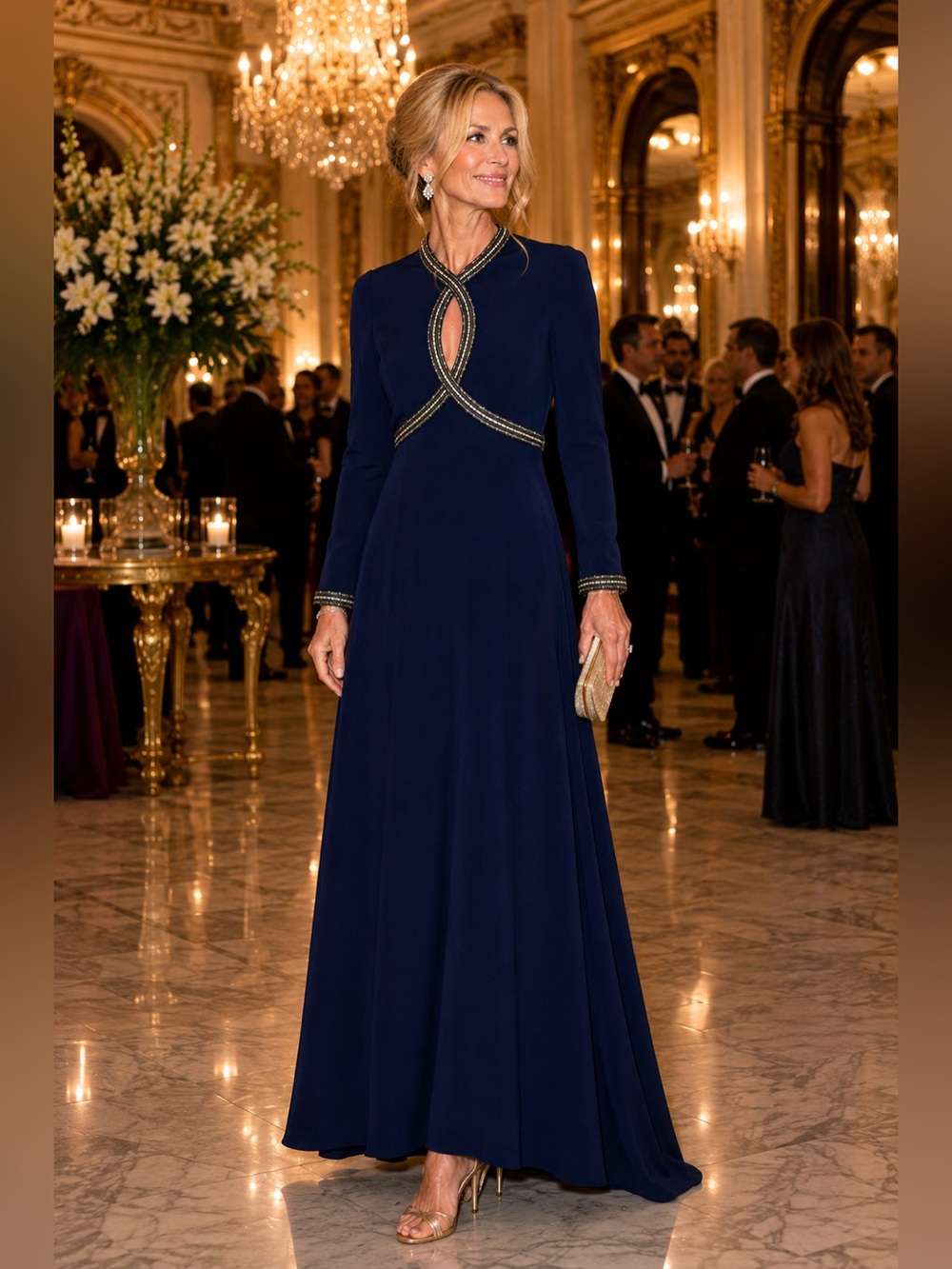 Victoria Royal Ltd Midnight Blue Long Sleeve Vintage Dress
